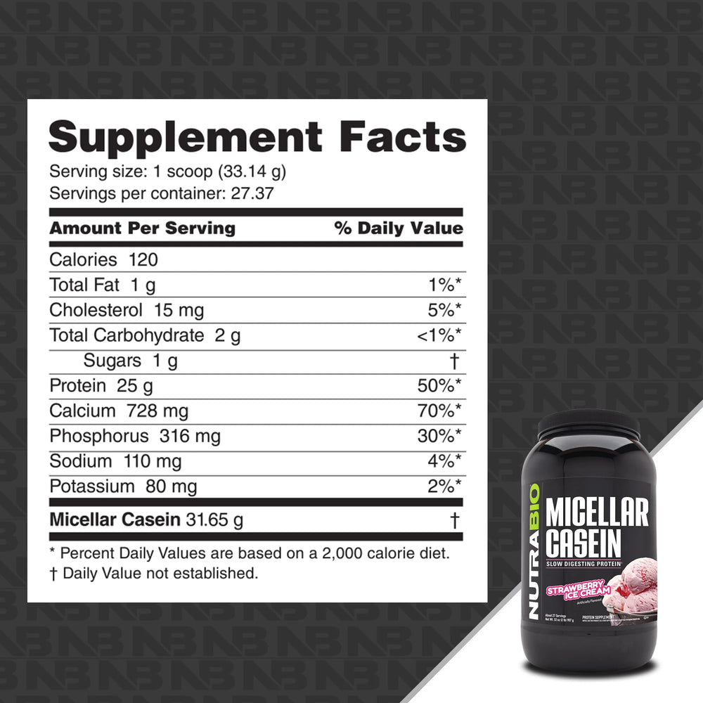 NutraBio casein night-time shake glass showcasing bedtime protein option