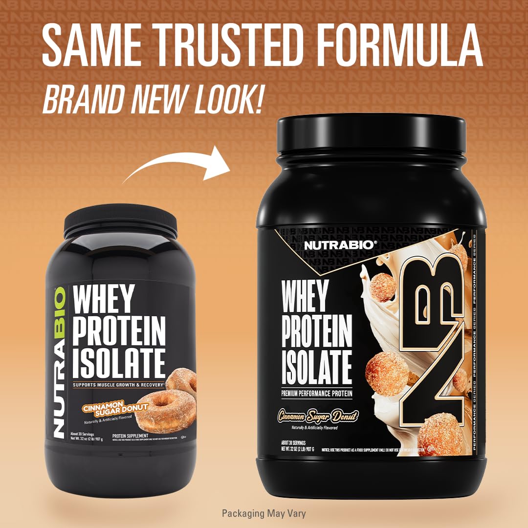 NutraBio Cinnamon Sugar Donut whey shake in a glass for quick nutrition
