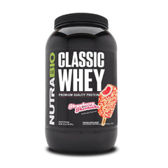 NutraBio Classic Whey bottle shows premium protein for post-workout recovery