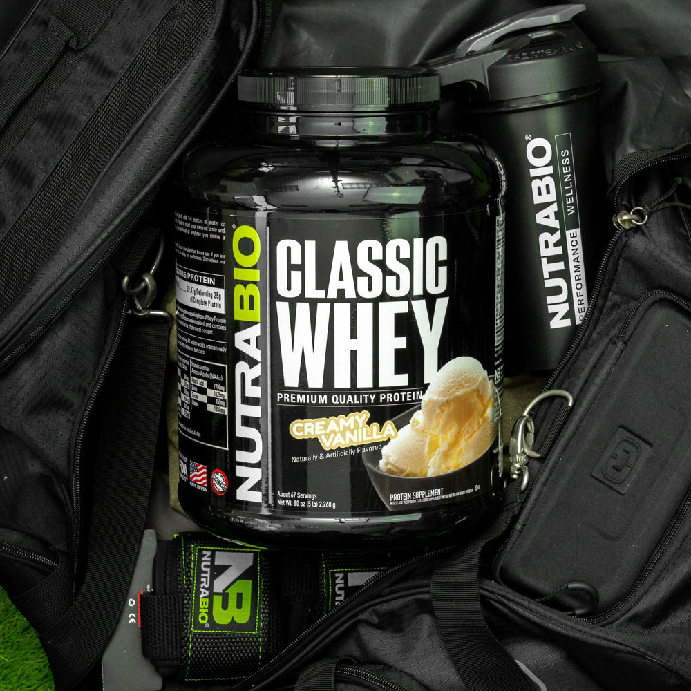 NutraBio Classic Whey label shows transparency and quality testing