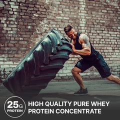 Mixing glass with NutraBio Classic Whey for a creamy shake