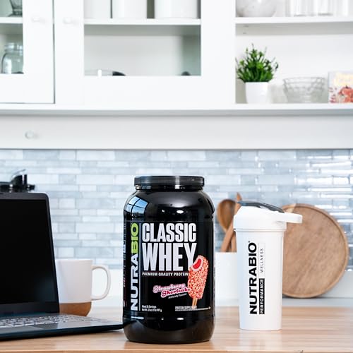 NutraBio Classic Whey shaker ready for a high-protein shake after training