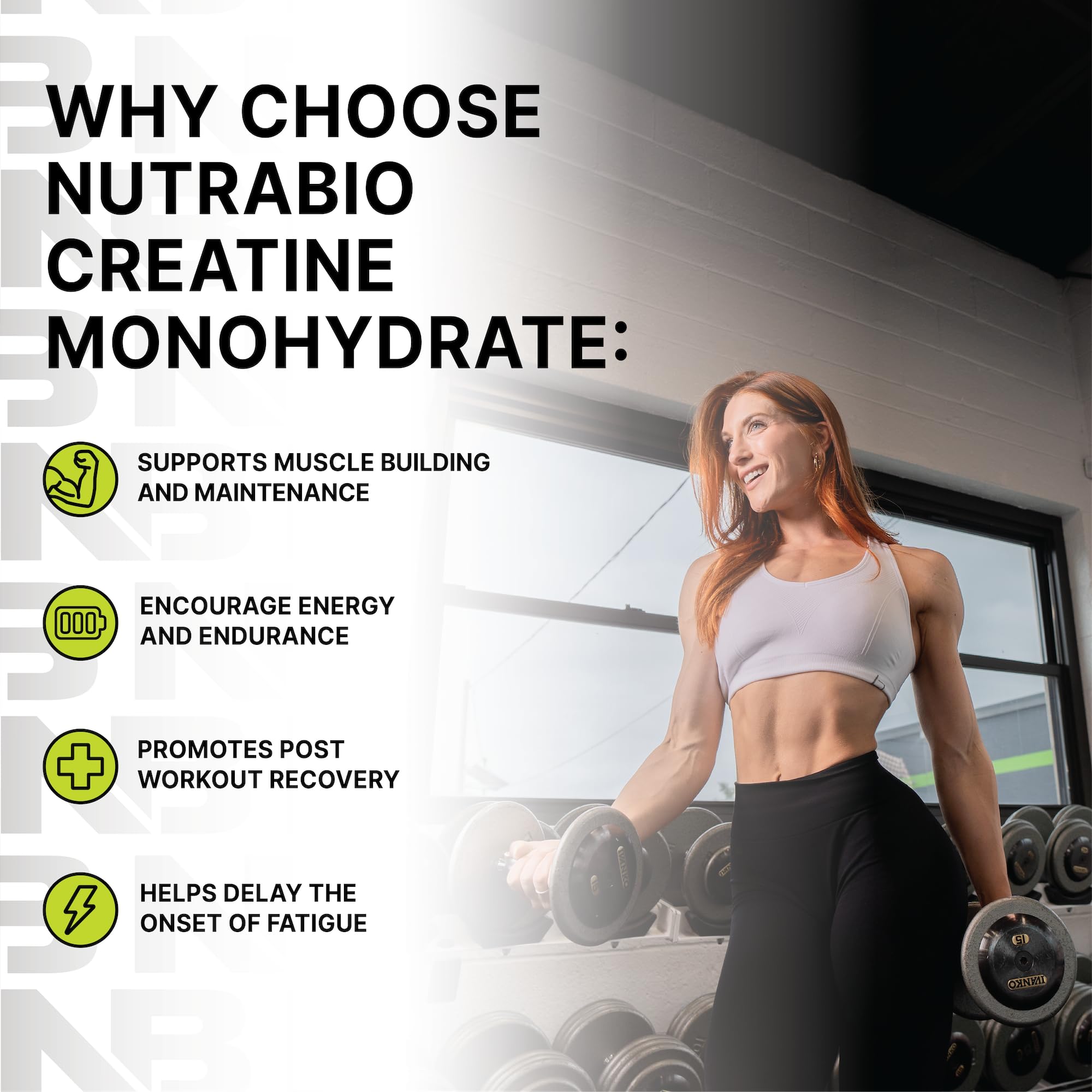 NutraBio Creatine Monohydrate powder dissolves easily, making post-workout shakes smoother.