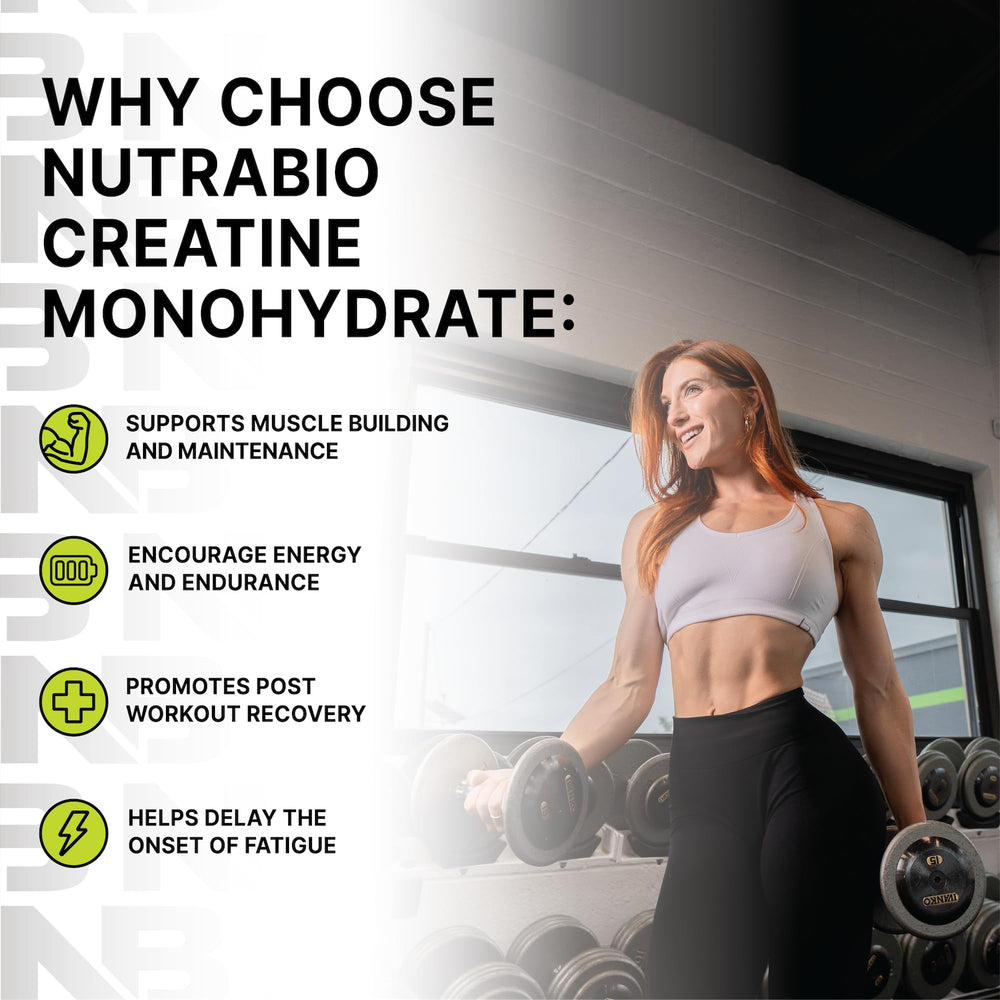 NutraBio Creatine Monohydrate powder dissolves easily, making post-workout shakes smoother.