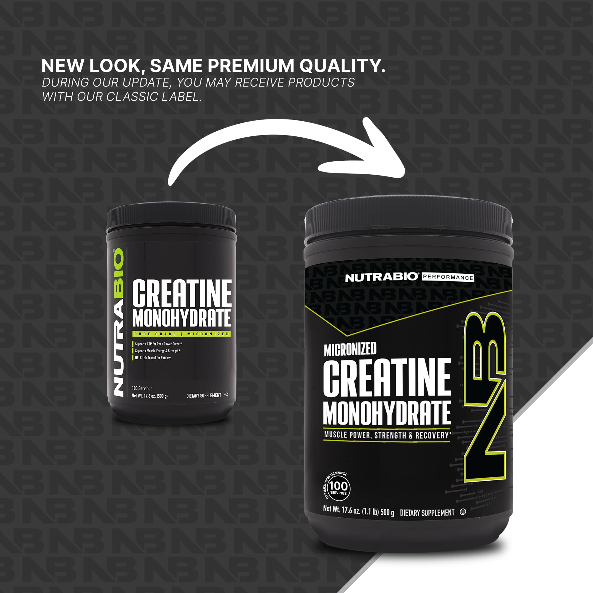NutraBio Creatine powder on kitchen counter ready for daily supplementation after workouts.