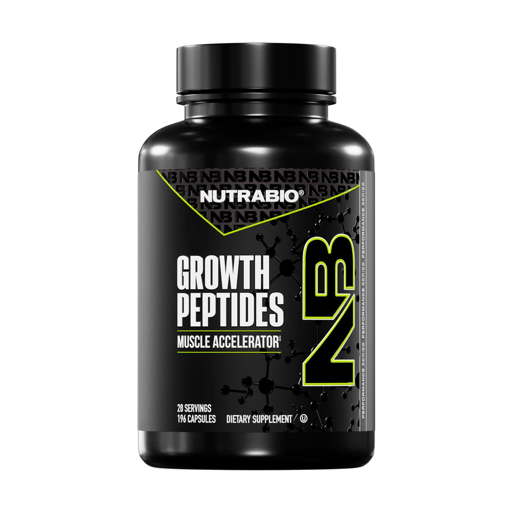 NutraBio Growth Peptides bottle front for lean muscle support