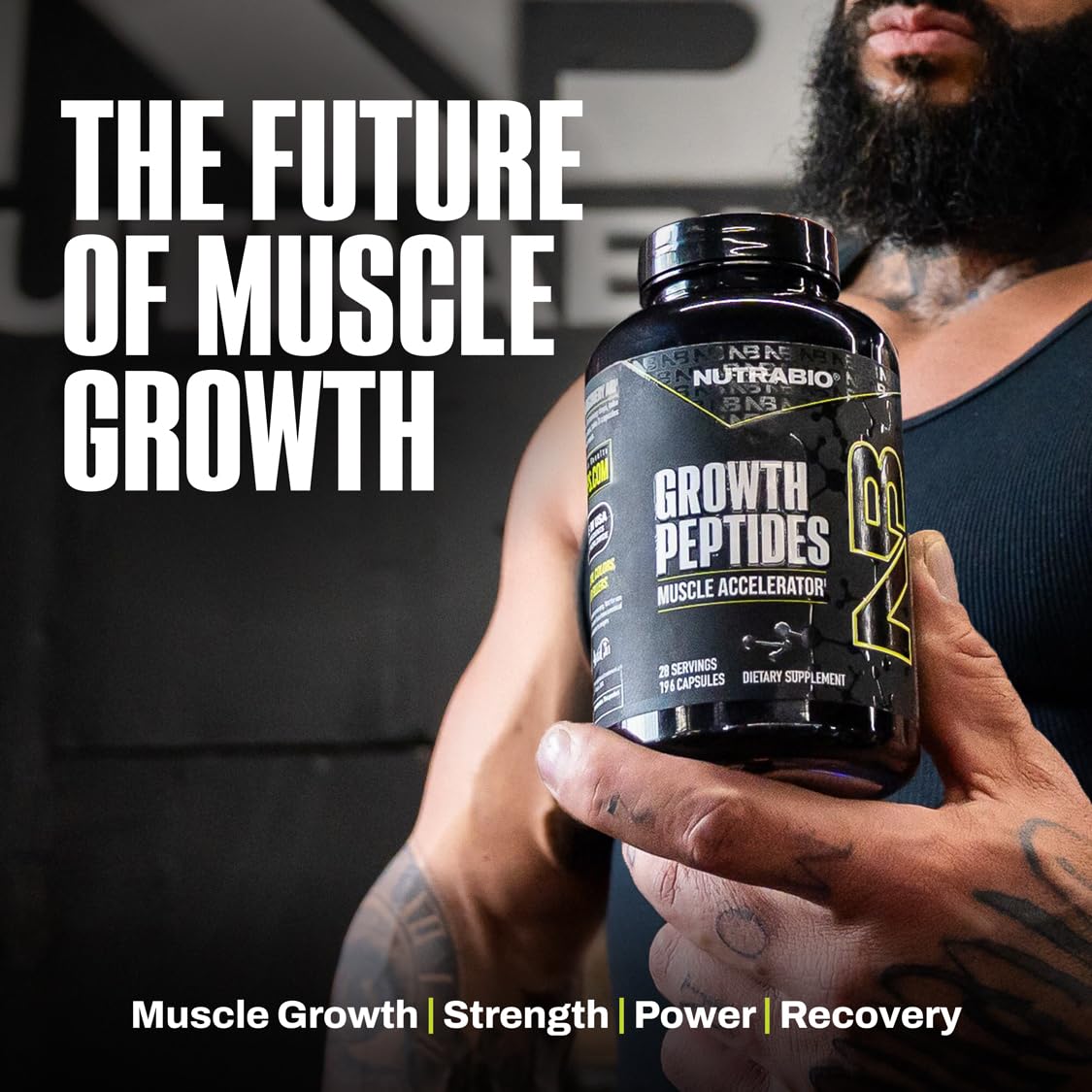 NutraBio Growth Peptides PeptiStrong icon signaling muscle synthesis support