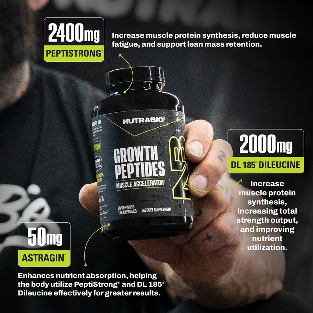 NutraBio Growth Peptides scoop image illustrating convenient serving