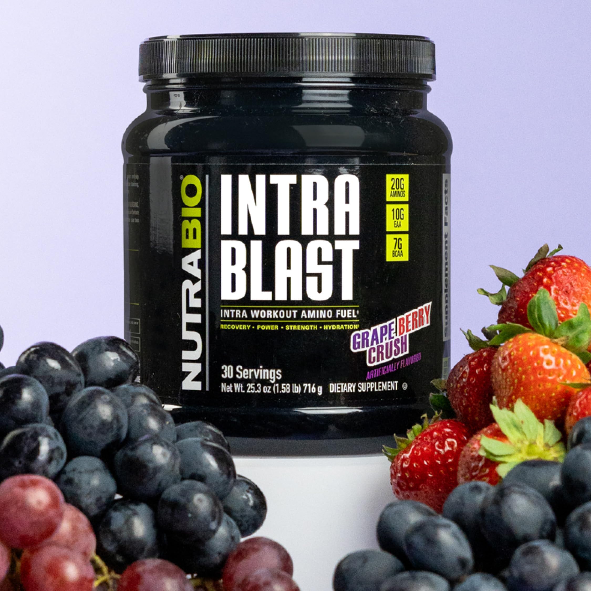 NutraBio Intra Blast scoop beside bottle for easy intra‑workout mix
