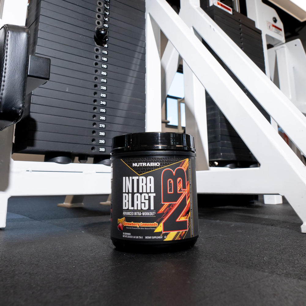 NutraBio Intra Blast serving scoop shown for quick, easy preparation.