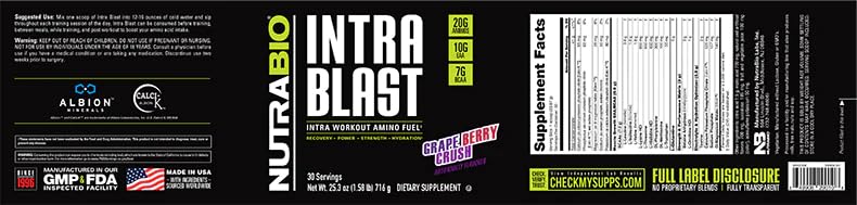 NutraBio Intra Blast being stirred in a shaker during exercise