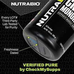 NutraBio L-Carnitine 3000mg bottle close-up shows purity and labeling.