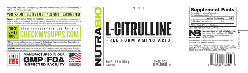 NutraBio L-Citrulline artery-support image highlights cardiovascular health potential.