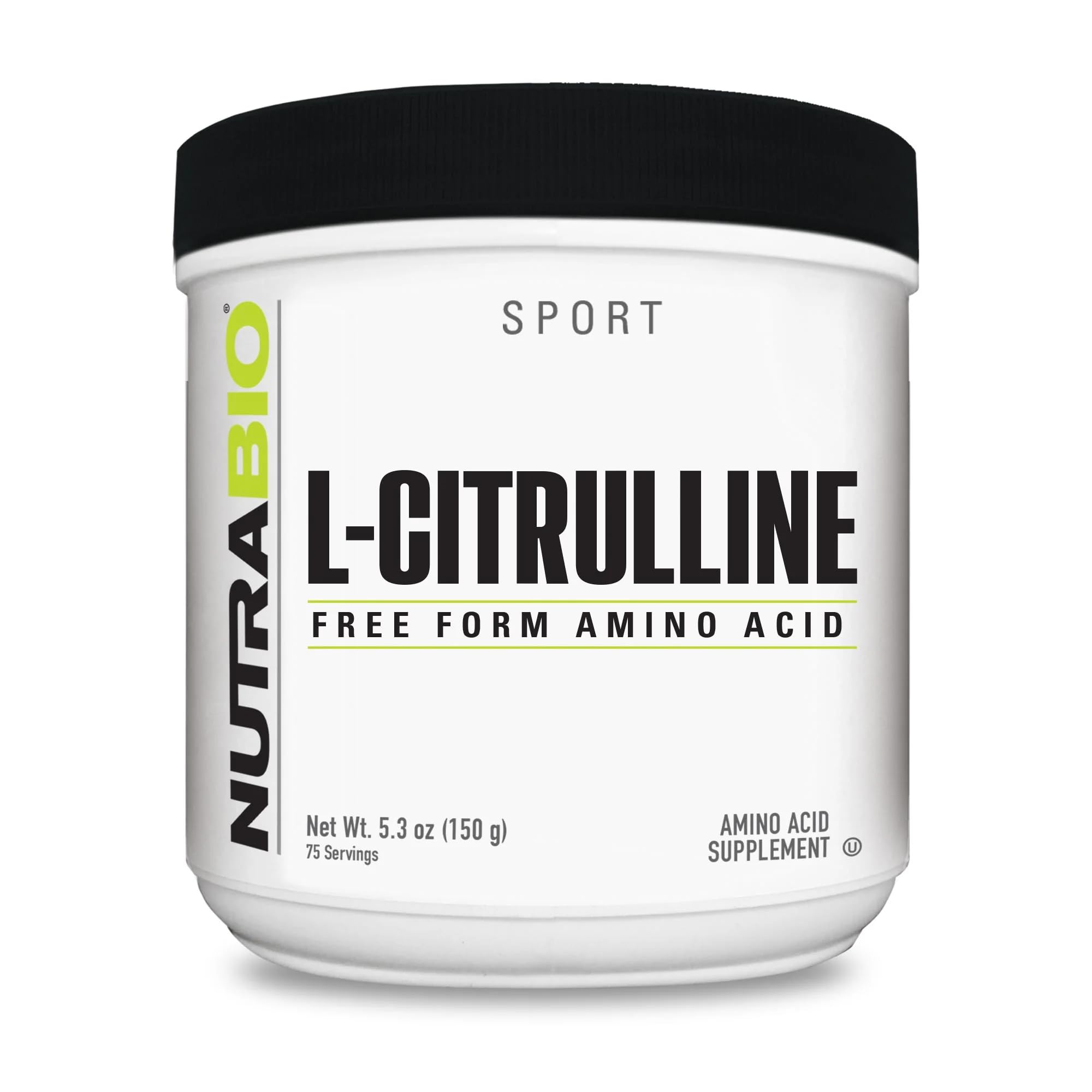 NutraBio L-Citrulline free-form powder supports nitric oxide production for better blood flow.