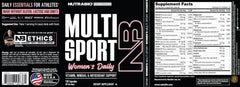 NutraBio Multisport Women label detail showcases product highlights