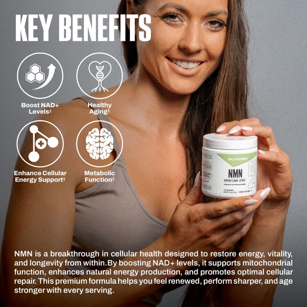 Serving spoon with NutraBio NMN indicating easy daily dosing.