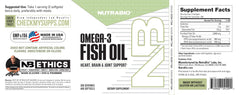 NutraBio Omega-3 label with nutrition facts for transparent details