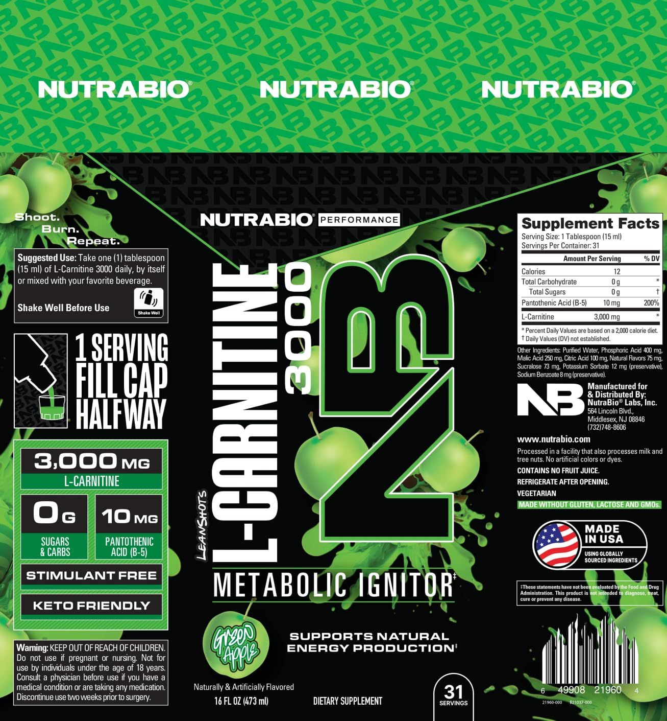 NutraBio shot glass pour demonstrates convenient, stimulant-free energy option.