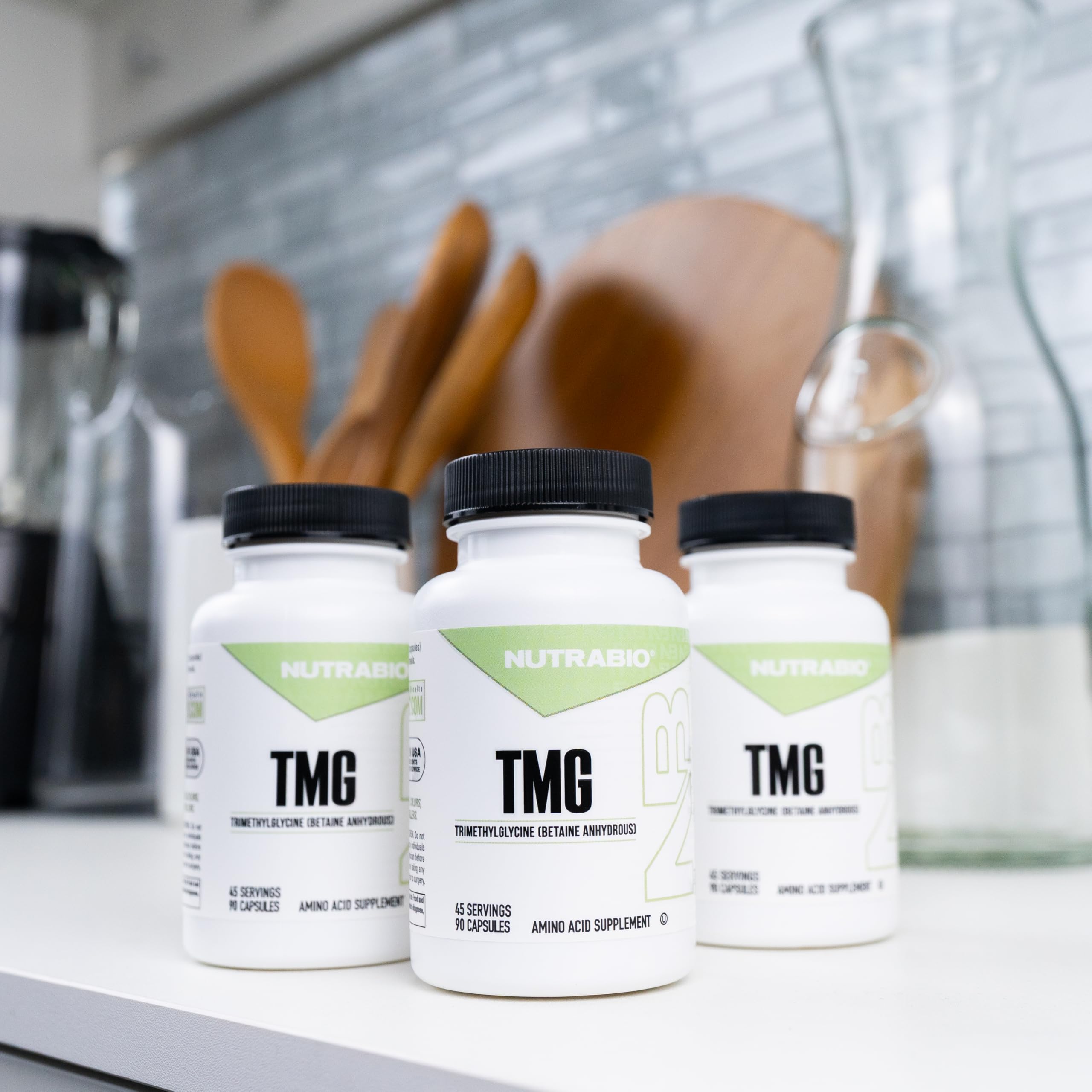 NutraBio TMG ingredients close-up reveals betaine anhydrous purity.