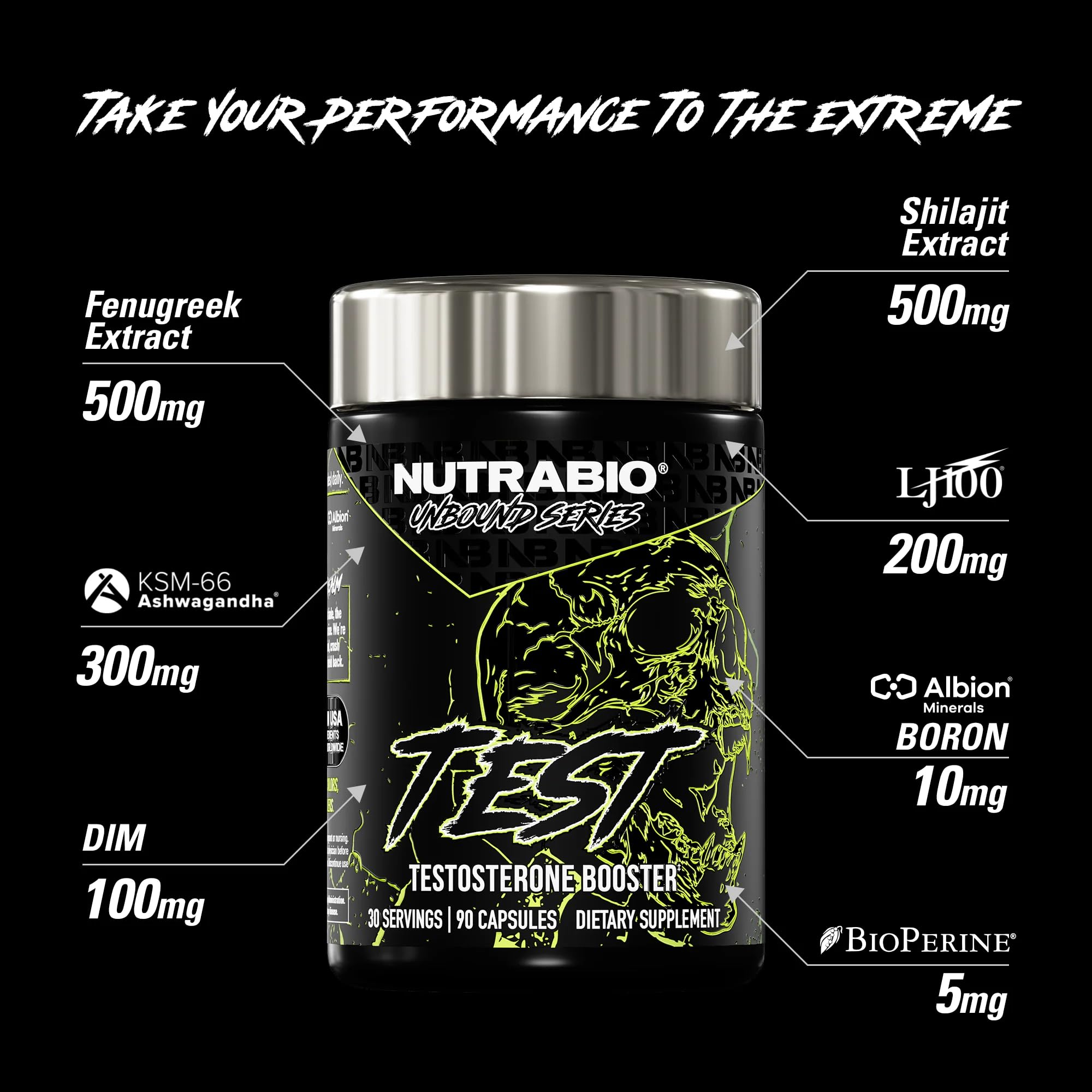 NutraBio Unbound Test capsules show a daily use supplement for workouts.