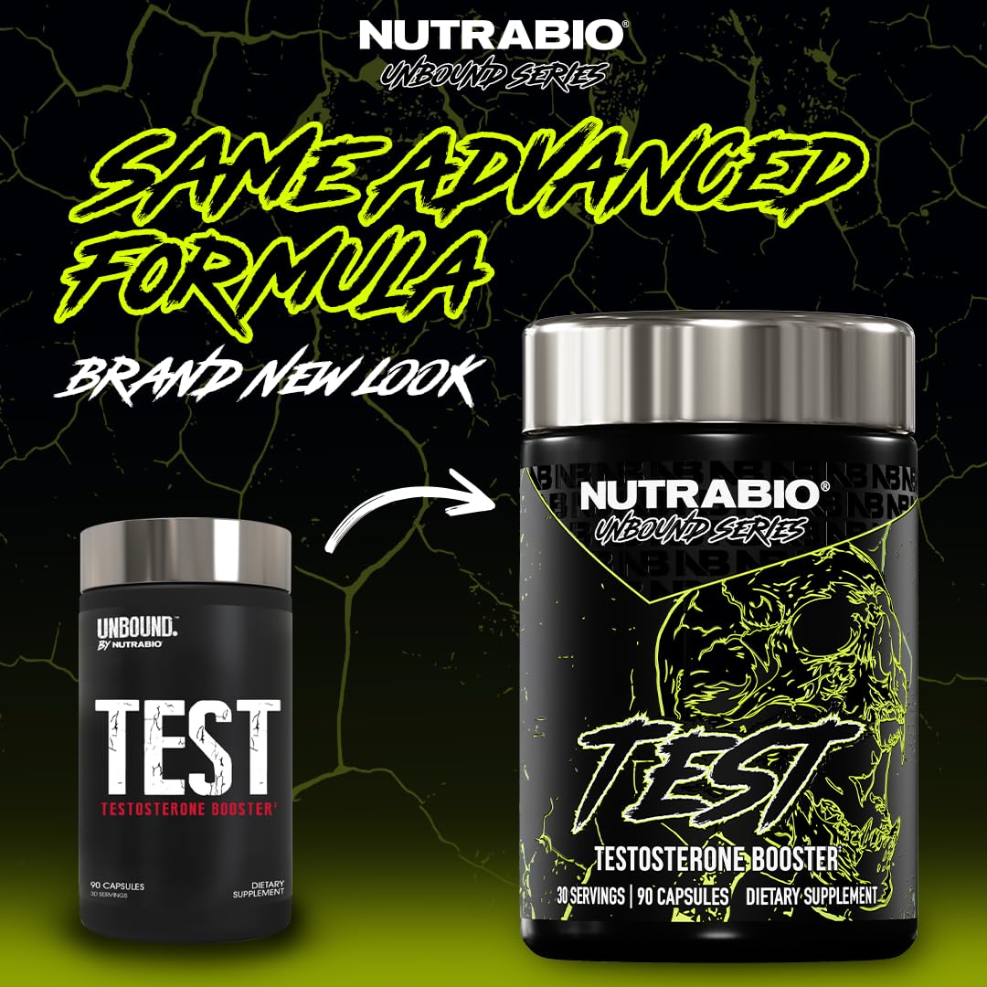 NutraBio Unbound Test label close-up highlighting key ingredients for performance support.