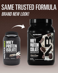 NutraBio Whey Isolate Cookies & Cream powder ready to mix for quick nutrition