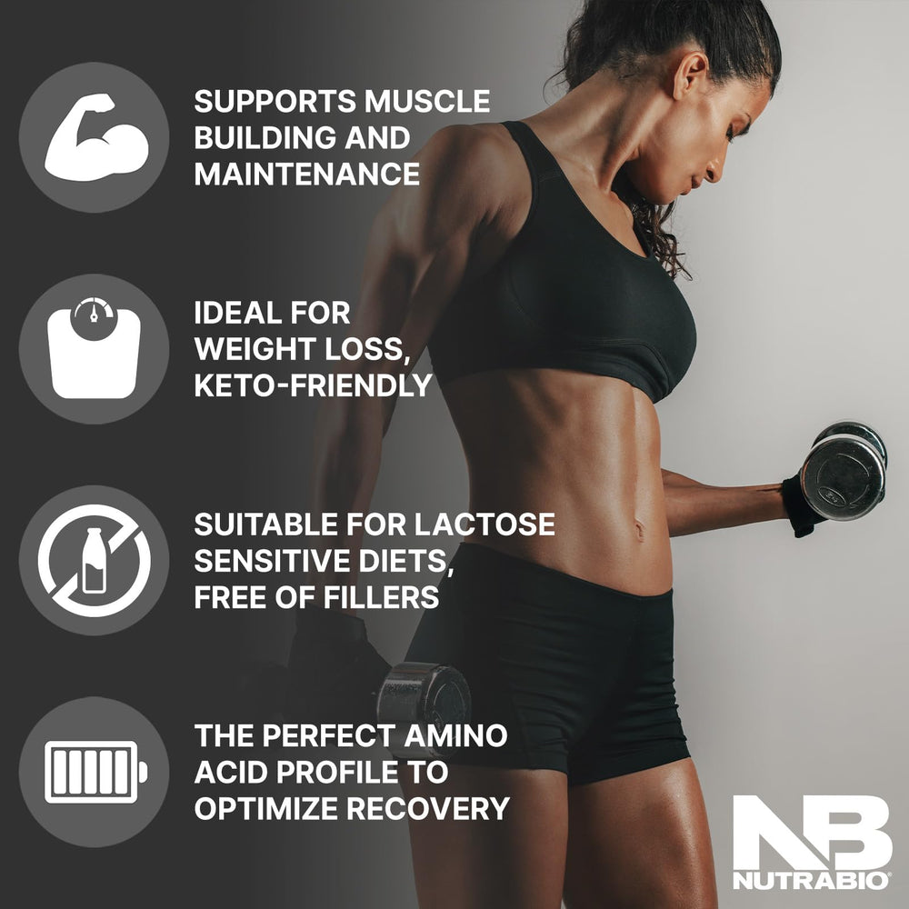 NutraBio whey isolate post-workout shake ready to drink.