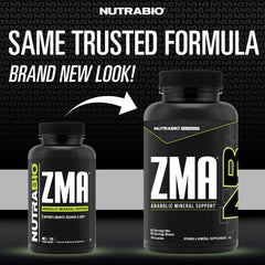 NutraBio ZMA capsules close-up highlighting mineral blend for athletes.