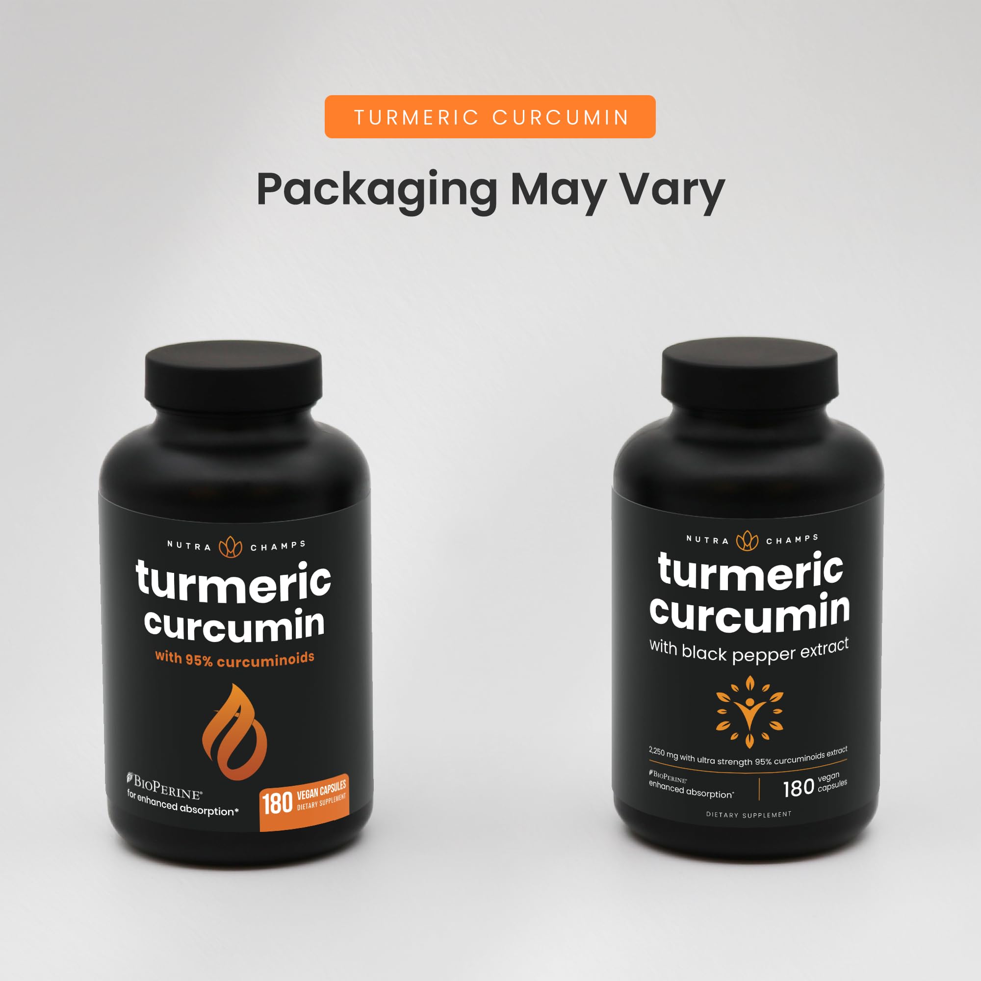 NutraChamps extra-strength turmeric with 95% curcuminoids in 180 capsules.