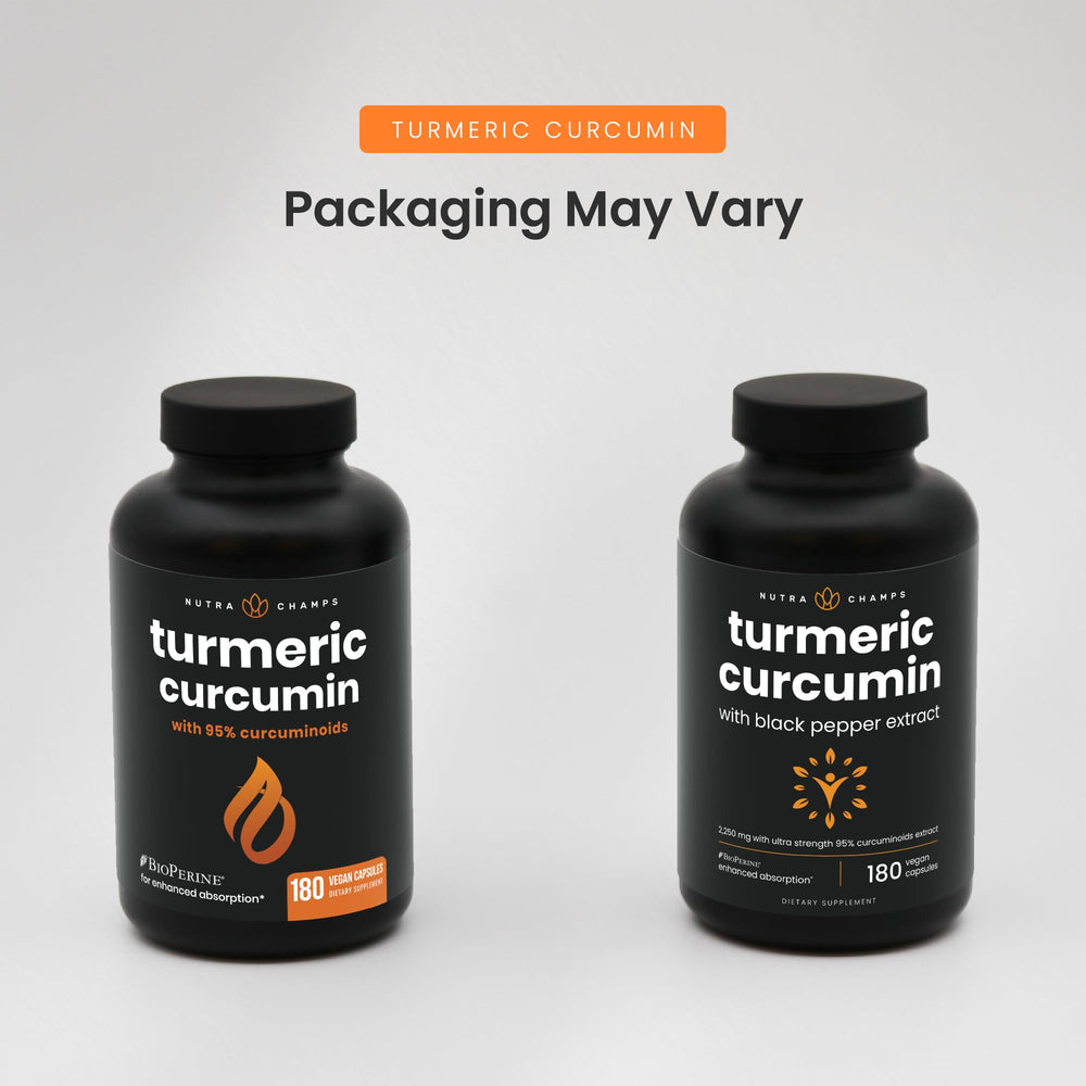 NutraChamps extra-strength turmeric with 95% curcuminoids in 180 capsules.