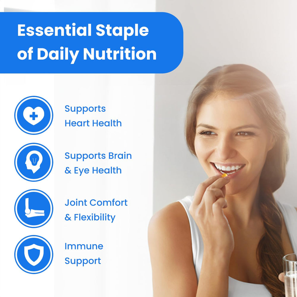 NutraChamps 180-softgel bottle provides long-lasting omega-3 support