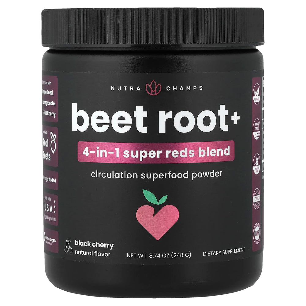 NutraChamps Beet Root Powder bottle for daily circulation support.