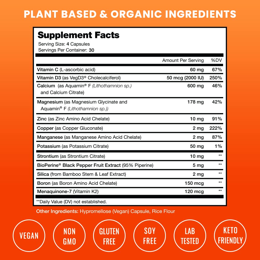 NutraChamps bone density capsules illustrating vegan formula.