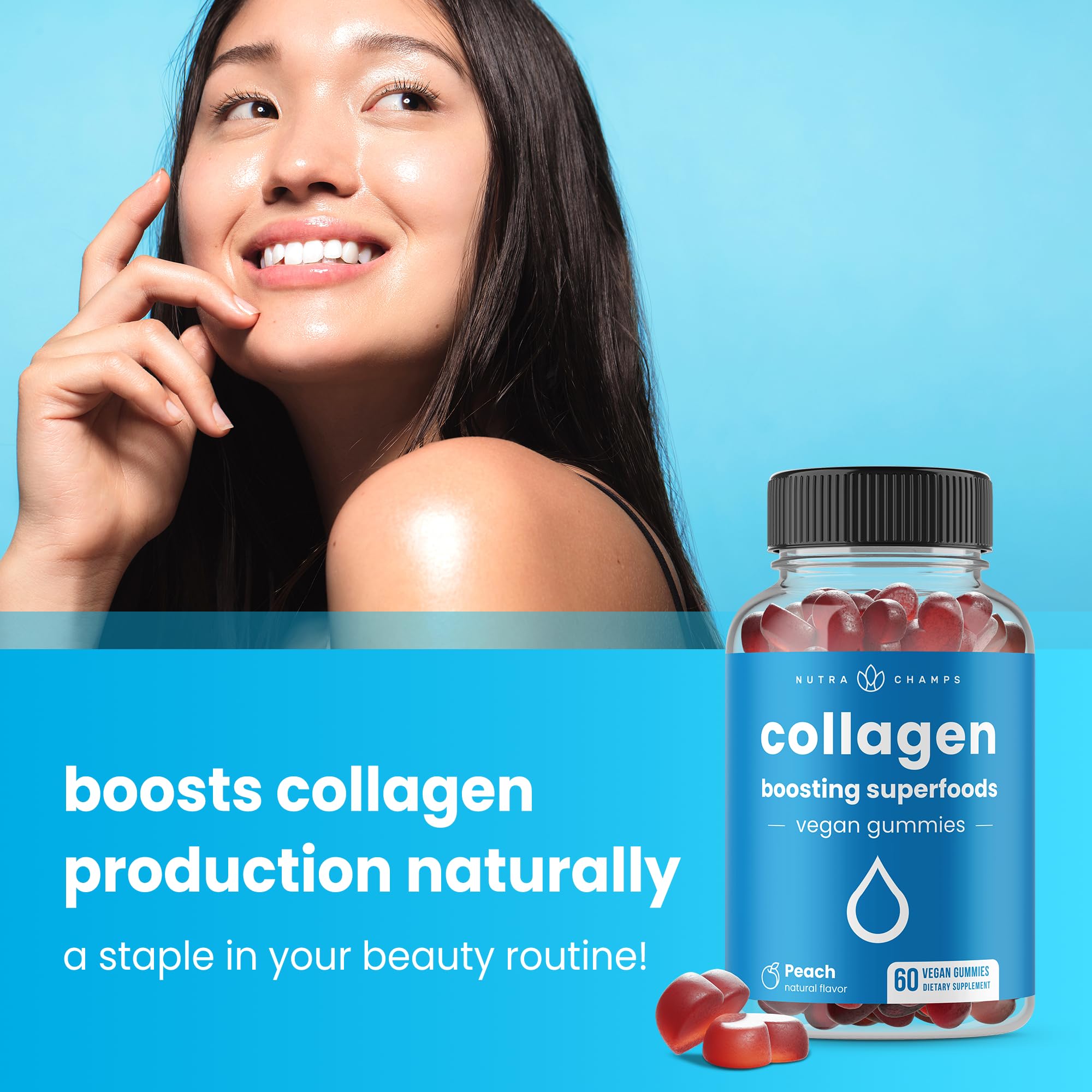 NutraChamps collagen gummies allergen-free label for sensitive diets.