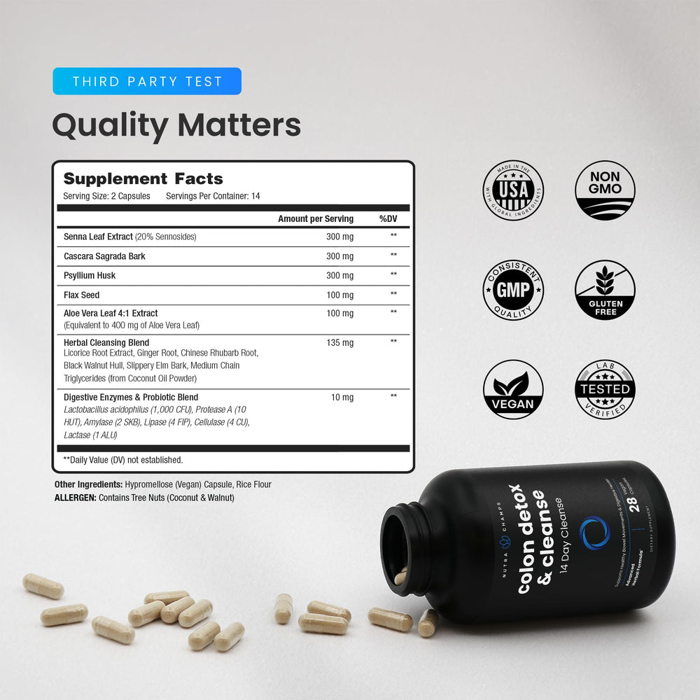NutraChamps probiotic and enzyme blend label highlighting digestive support