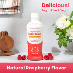Measuring cup included with NutraChamps liquid multivitamin for easy dosing