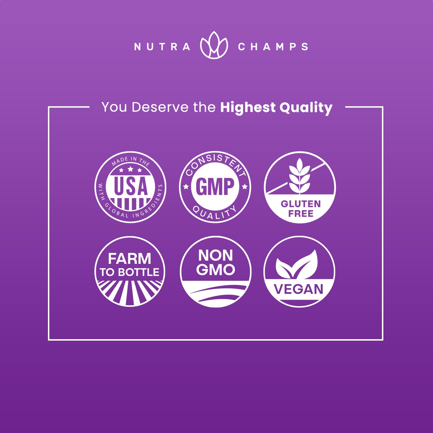 NutraChamps daily dose tablets image suggests easy routine for ongoing use.