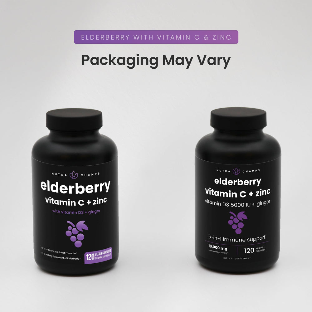 NutraChamps packaging display showcases complete 5-in-1 formula for adults.
