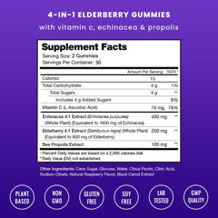 NutraChamps Elderberry Gummies bottle side highlighting convenient daily use for family