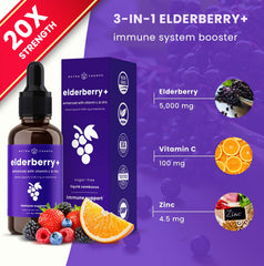 NutraChamps elderberry syrup label close-up highlighting organic ingredients