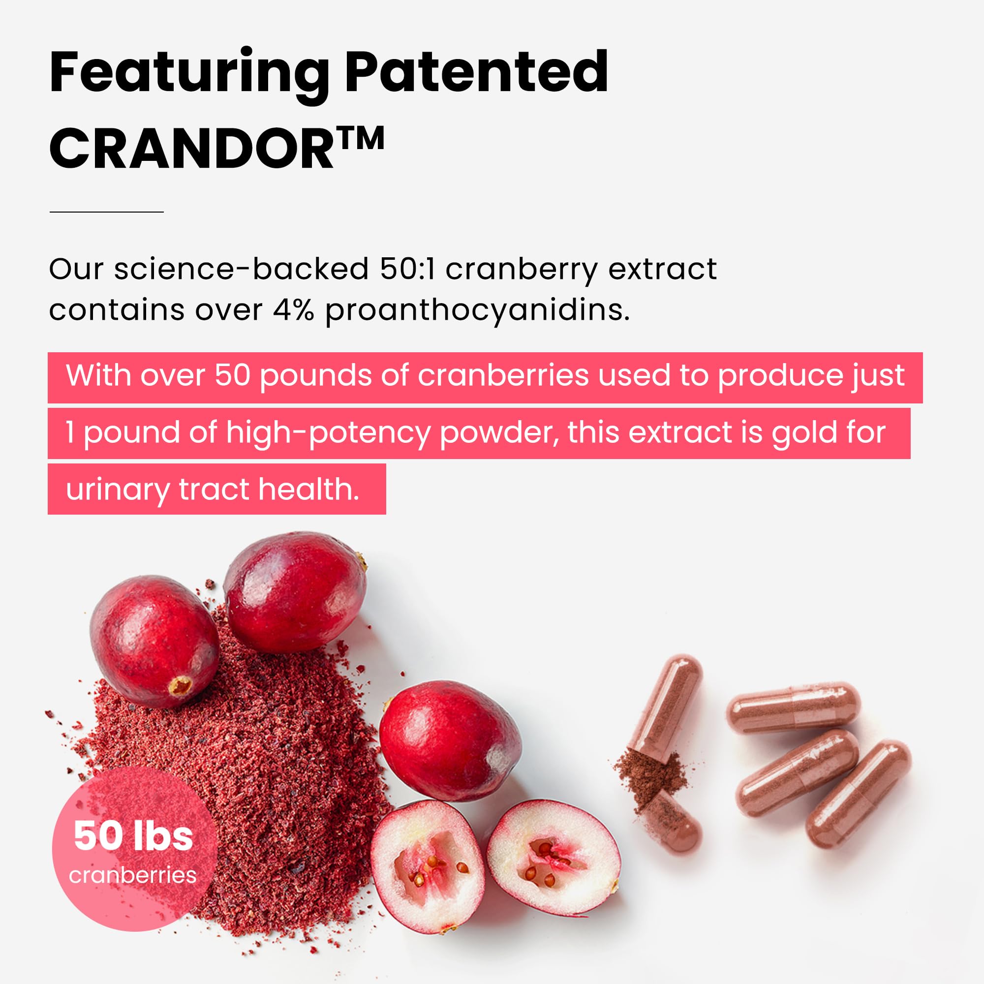 NutraChamps Cranberry Pro Cran d’Or extract visual emphasizing urinary health benefits.