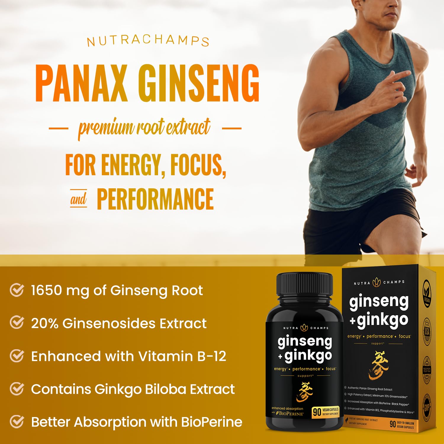 Korean Red Ginseng capsules from NutraChamps improve energy levels