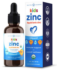 NutraChamps zinc drops for kids in a tangerine bottle with an easy dropper for dosing