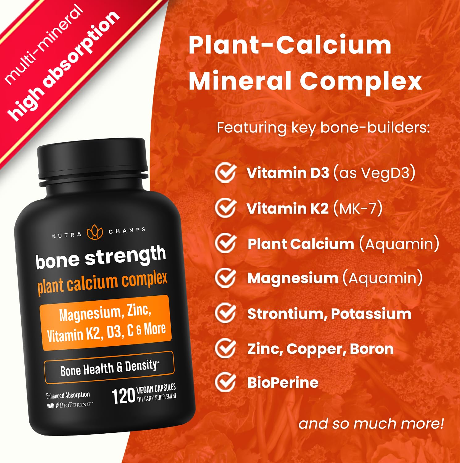 NutraChamps plant-based calcium and magnesium sources in capsule form.