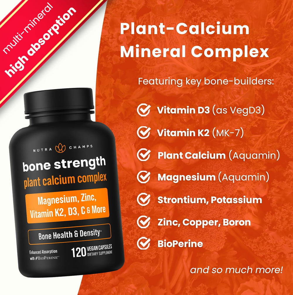 NutraChamps plant-based calcium and magnesium sources in capsule form.