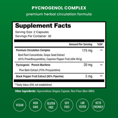 NutraChamps Pycnogenol capsules close-up highlighting premium pine bark extract.