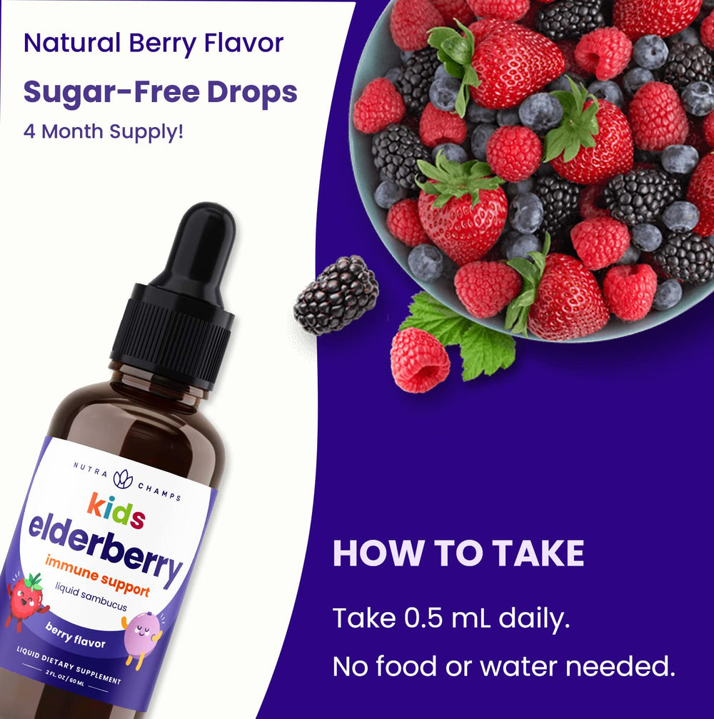 NutraChamps Sugar-Free Elderberry Kids Drops pack ideal for sugar-free use