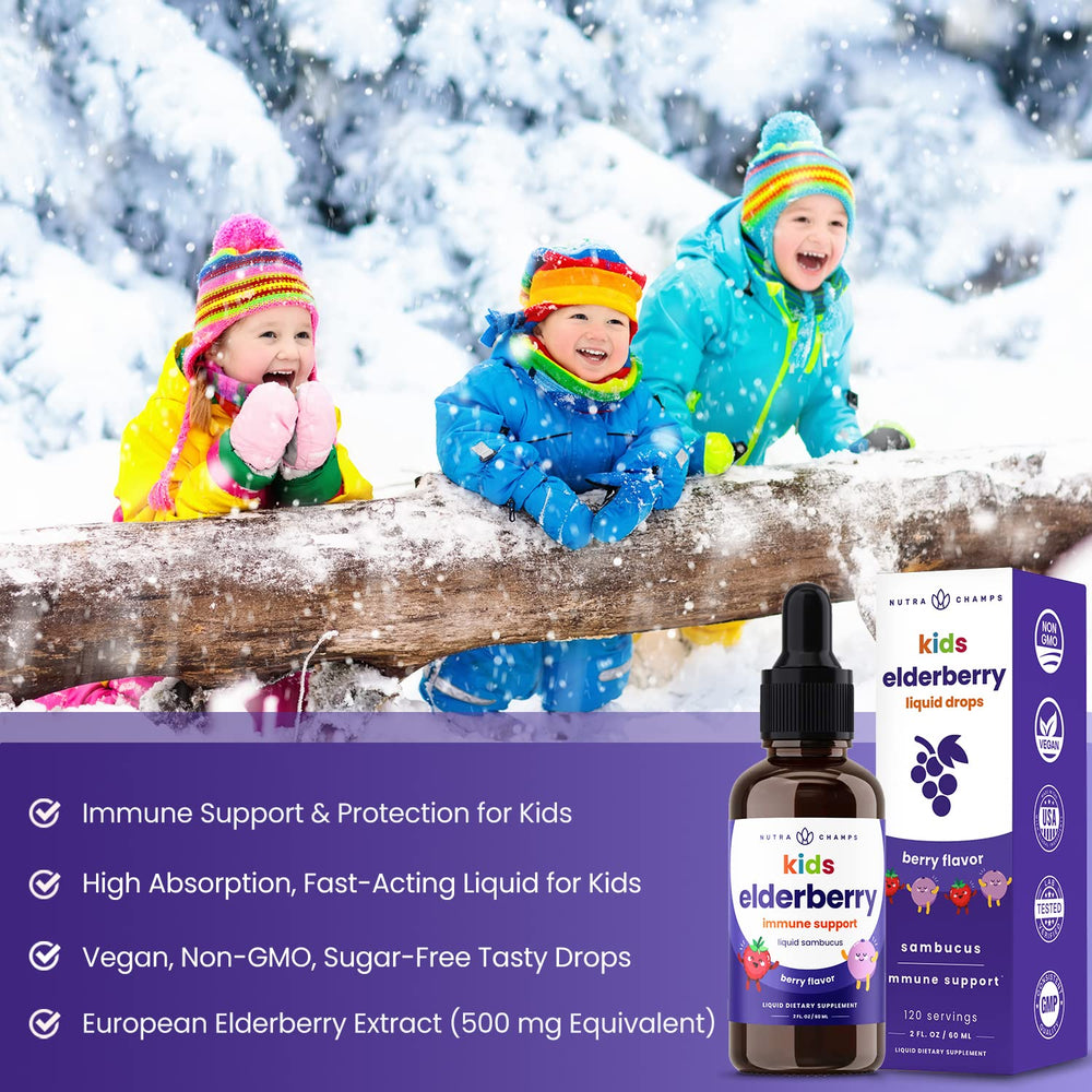 NutraChamps Ten-to-One Elderberry Kids Drops with dropper for precise dosing