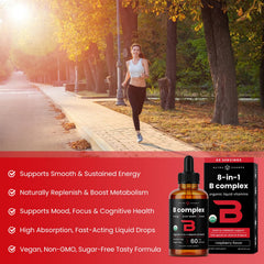 NutraChamps USDA Organic B Complex drops berry flavor for tasty daily intake.
