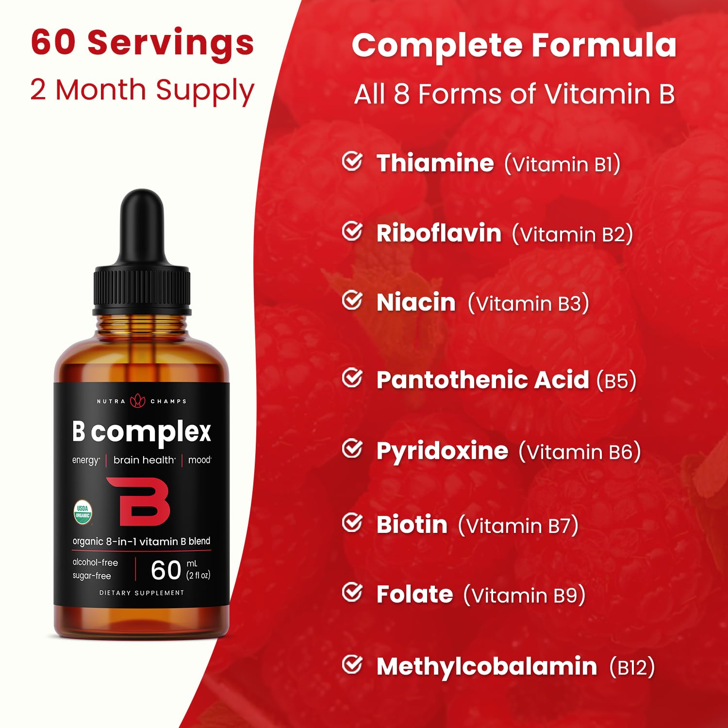 NutraChamps vegan sugar-free B Complex drops ideal for daily wellness.